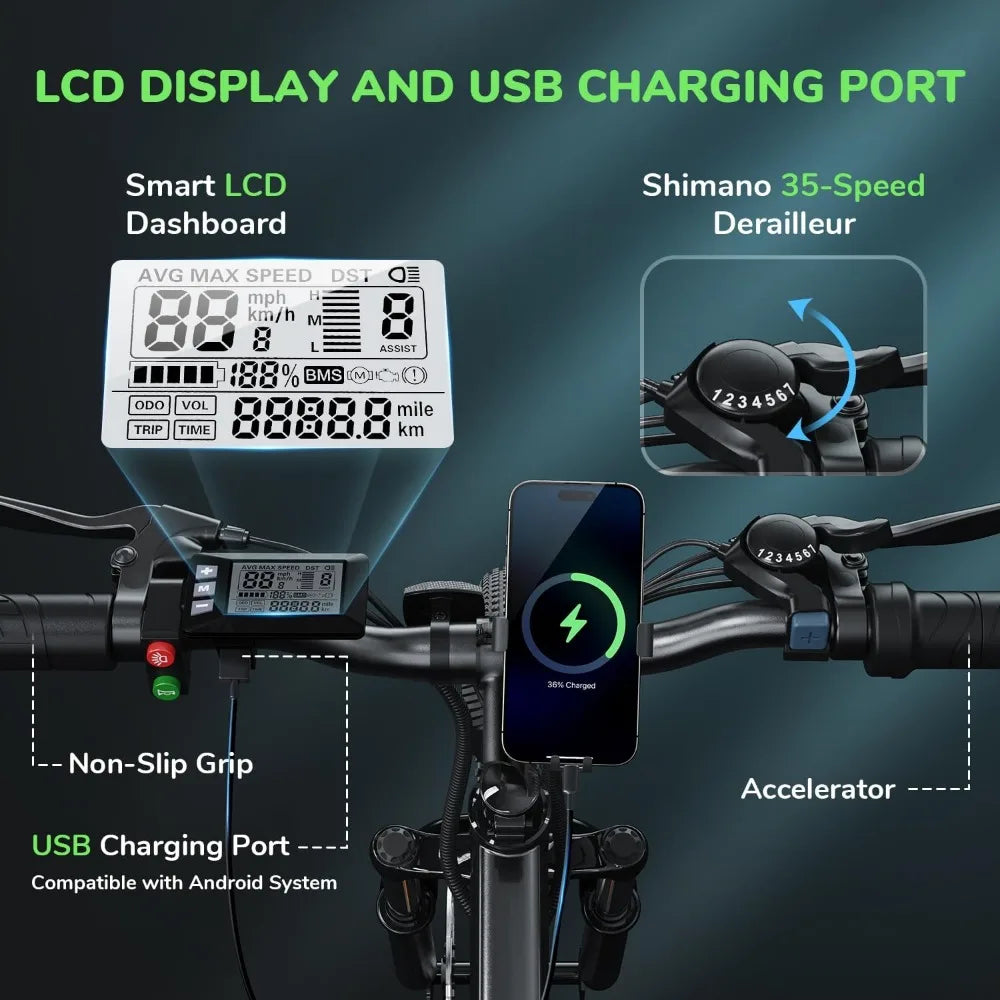Electric Bike 500W, 26" - Aluminum Frame
