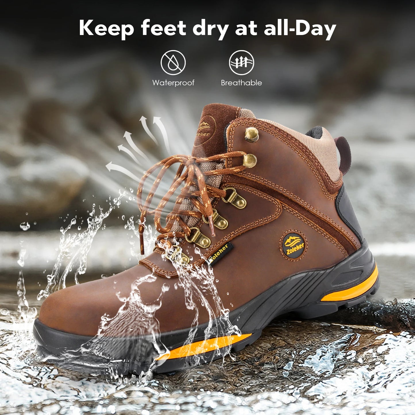 Men’s Waterproof Hiking Boots – Non Slip & Breathable