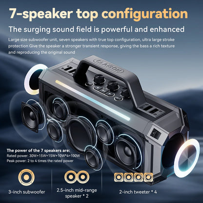 Portable Bluetooth Speaker with Dual Wireless Microphones – Powerful & Portable