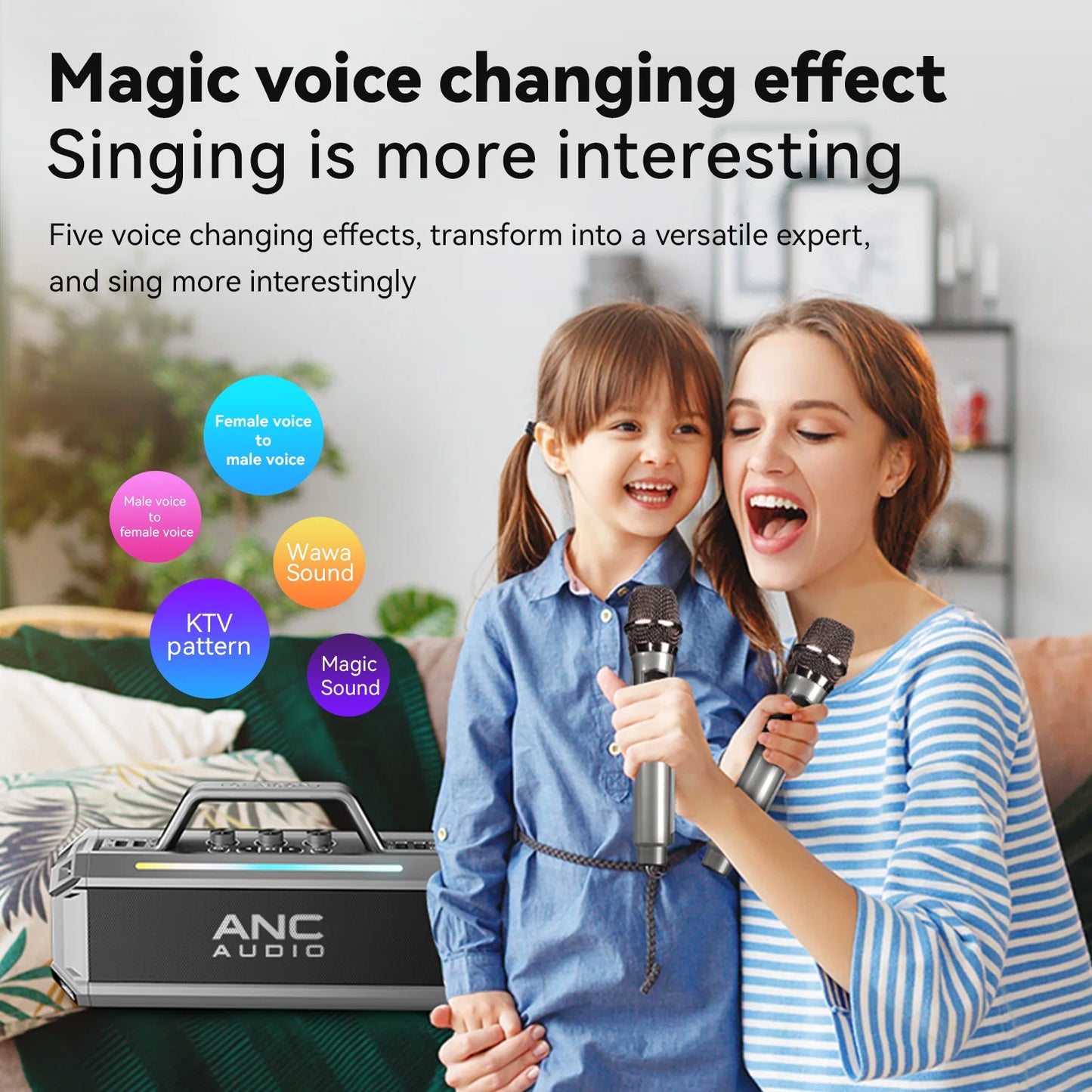 Portable Bluetooth Speaker with Dual Wireless Microphones – Powerful & Portable