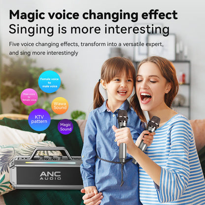 Portable Bluetooth Speaker with Dual Wireless Microphones – Powerful & Portable