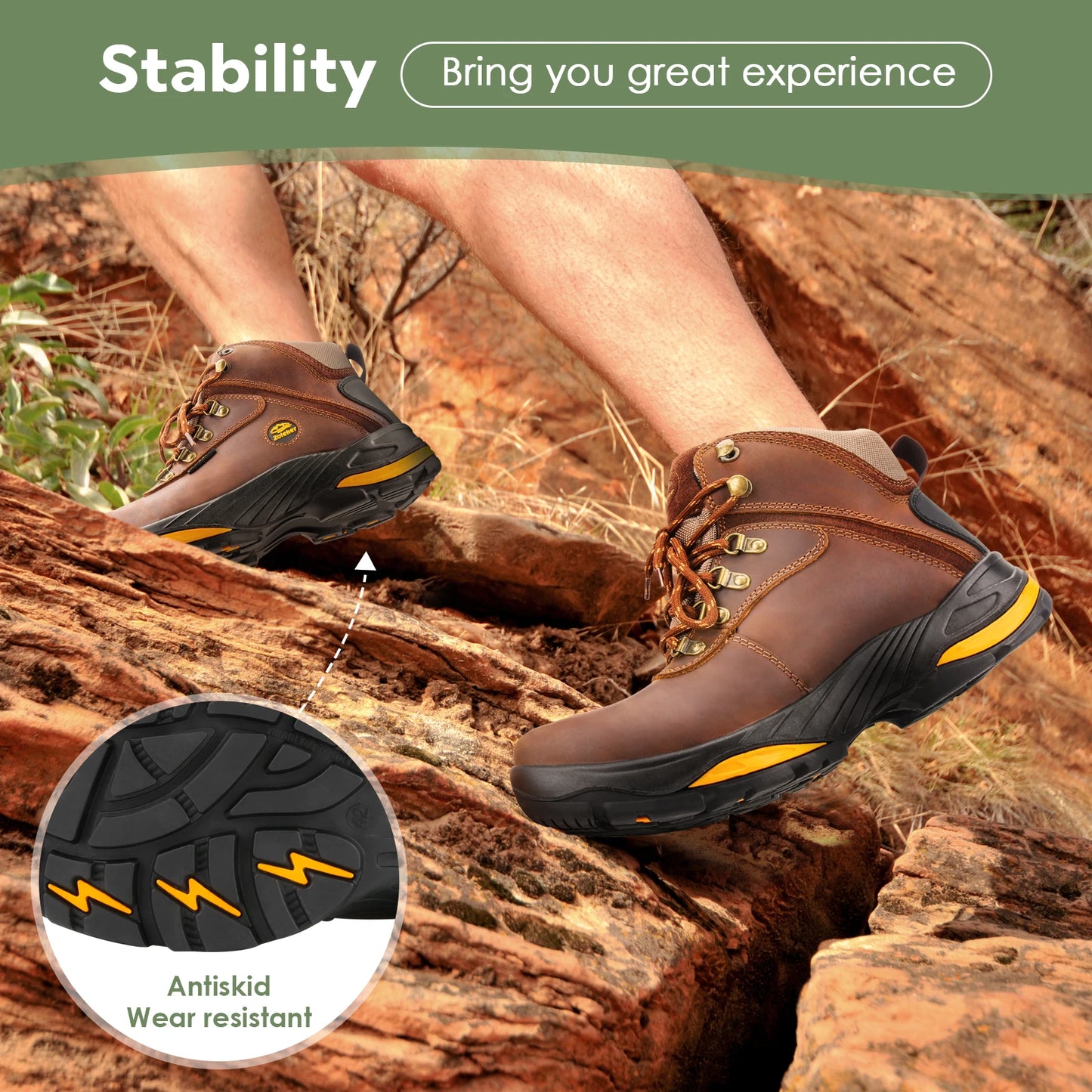 Men’s Waterproof Hiking Boots –  Non Slip & Breathable