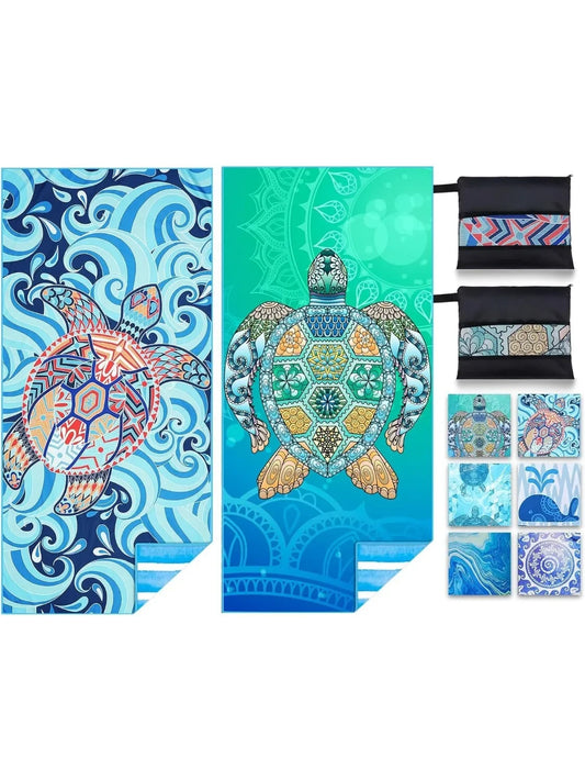 2-Pack Microfiber Beach Towels – Lightweight, Quick-Dry & Sand-Free