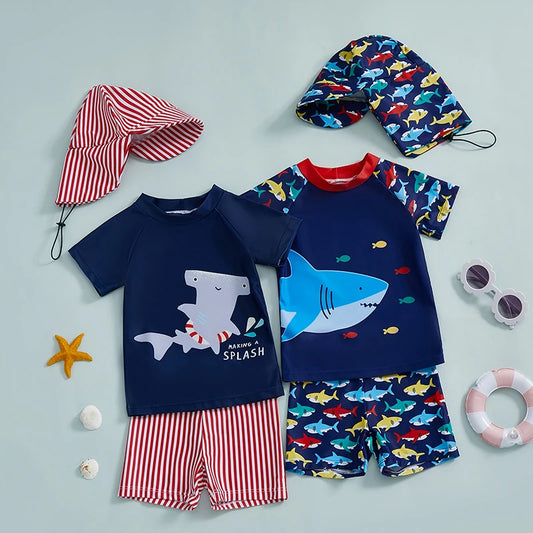 Toddler Baby Boy Swimsuit Set – Rash Guard & Swim Shorts (0–4Y)