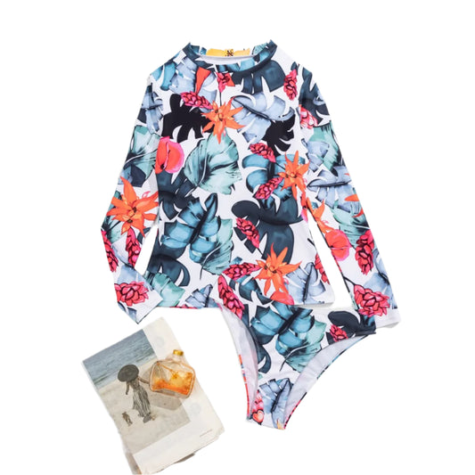 Long Sleeve Push-Up Swimsuit for Women – Stylish Full Coverage
