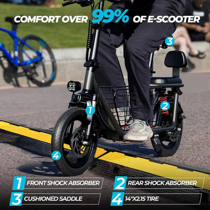 850W Electric Scooter | 25-Mile Range, 20 MPH, 14" Tires – Ride Smart