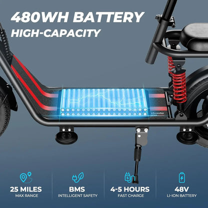 850W Electric Scooter | 25-Mile Range, 20 MPH, 14" Tires – Ride Smart