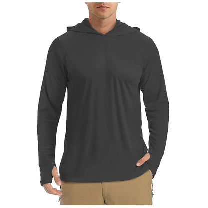 Men’s UPF 50+ Outdoor Hooded Shirt – Lightweight Long Sleeve Sun Protection